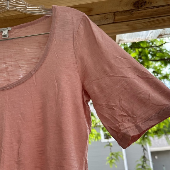 J. Crew NWOT Drapey Elbow Sleeve Tee DUSTY PINK Scoop Neck Top Shirt Medium - Picture 8 of 15